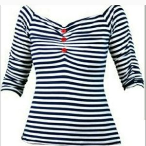 Pinky Pinups Striped 3/4 Sleeve Top